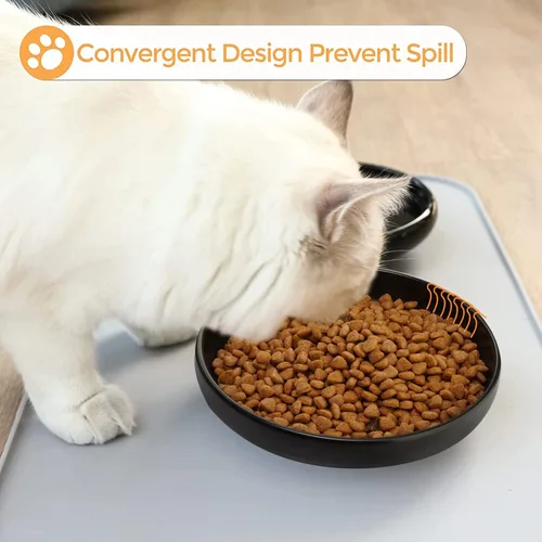 Miniatura 6 de Cuencos de cerámica para gatos - Platos poco profundos para comida y agua, tazón ancho de 6 pulgadas con acabado mate para comida de gatos, juego
