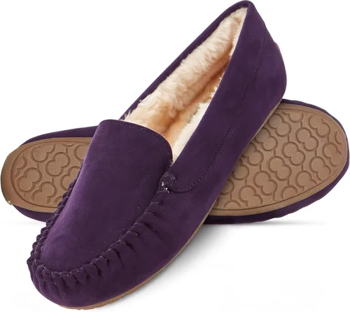 Miniatura 25 de Floopi Pantuflas para mujer, forro de piel sintética suave con espuma viscoelástica acogedora, pantuflas de casa para mujer con suela antideslizante