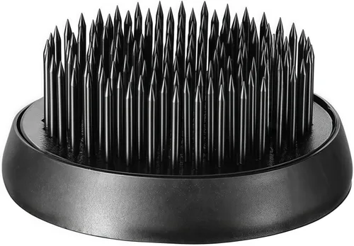 Serie Kenzan negra: arreglo floral redondo de rana con flores de rana, soporte de pines florales japoneses con base de goma para arreglo de Ikebana,