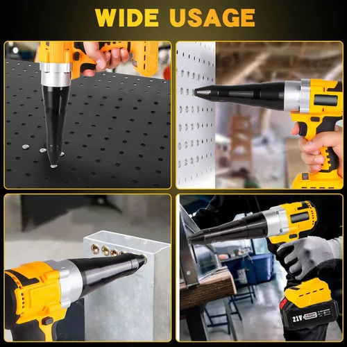 Miniatura 7 de Pistola de remache inalámbrica eléctrica compatible con batería Dewalt de 20 V máximo, (sin batería), kit de herramientas de remache inalámbrico sin