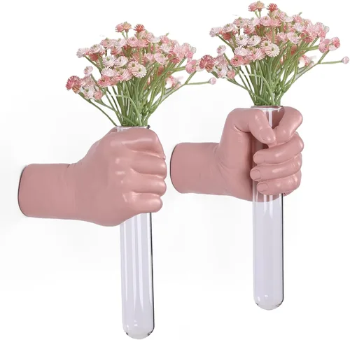 Miniatura 18 de 2 piezas de esculturas de pared, florero de manos para decoración del hogar, escultura artística de montaje en pared, estatua de arte de pared