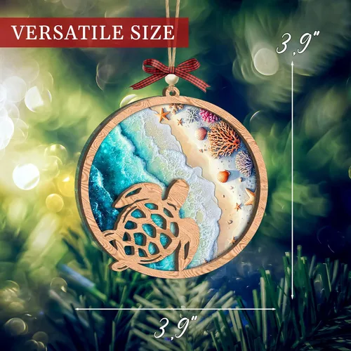 Miniatura 4 de Adorno acrílico de tortuga marina con tarjeta de historia, regalos de tortuga marina para mujeres, regalos de playa para mujeres, adornos de Navidad