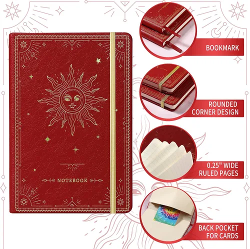 Miniatura 3 de Artfan Cuaderno/diario a rayas – Cuaderno clásico de piel sintética de papel grueso de alta calidad con bolsillo + separadores de páginas, regalos