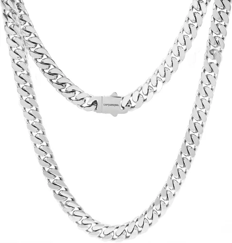 CaptainSteeL Collar de cadena cubana Miami para hombres y mujeres, acero inoxidable 316L de 50.354in de ancho, 18"20"22"24" de largo, joyería de hip