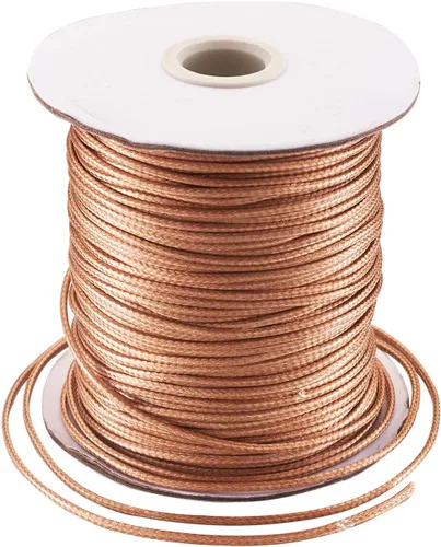 Miniatura 19 de Cheriswelry 90 yardas/rollo de 0.079 pulgadas, cordón encerado negro de poliéster coreano, joyería de cuentas, hilos para manualidades, cuerda