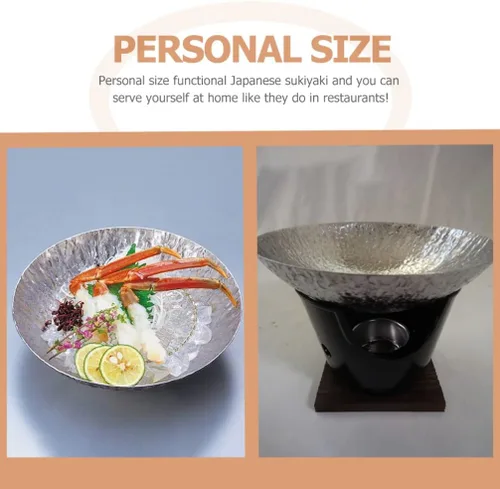 Miniatura 9 de Zerodeko Sartén japonesa Sukiyaki para wok de acero inoxidable con tapa, sartén a vapor, sartenes eléctricas chinas antiadherentes con tapas, sartén