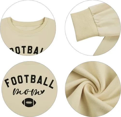 Miniatura 5 de MNLYBABY Camiseta de fútbol de gran tamaño para mujer, divertida sudadera gráfica para el día del juego, casual, mamá, vida, manga larga, tops