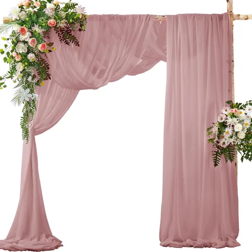 Miniatura 14 de SiinvdaBZX 2 Paneles Tela Drapeada de Arco de Boda 30" x 240" de Poliéster de Gasa Negra para Múltiples Ocasiones