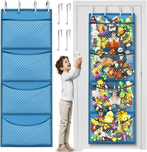 Miniatura 15 de Honeyera Almacenamiento para Animales de Peluche - Organizador sobre Puerta para Muñecos, Accesorios para Bebés y Organizador de Juguetes