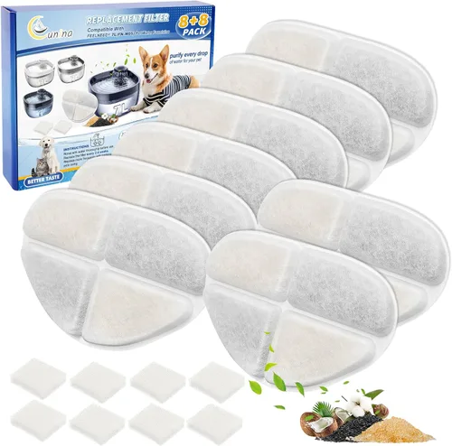 Miniatura 9 de Paquete de 12 filtros y 12 esponjas de bomba de agua para perros, compatible con fuente de perro FEELNEEDY de 7L/1.8 galones (FN-W05), 12+12 filtros