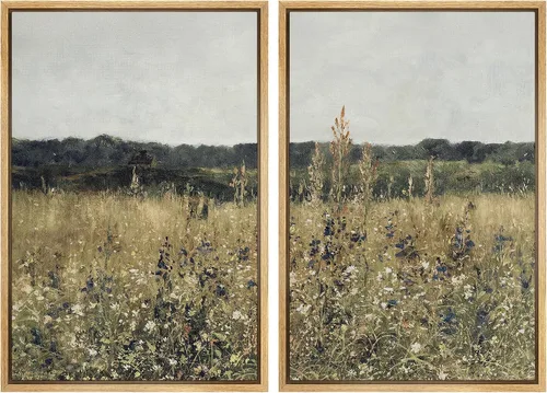 Miniatura 29 de SIGNWIN Lienzo enmarcado para pared, juego de arte sereno de paisaje de pantanos, ilustración rústica, arte moderno, minimalismo, decorativo