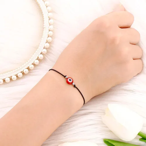 Miniatura 16 de SUMMER LOVE Juego de 4 pulseras contra el mal de ojo, color negro y rojo, protección de la suerte, pulseras ajustables hechas a mano para mujeres
