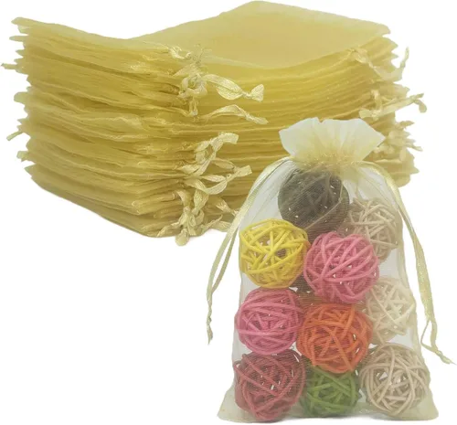 Miniatura 39 de Bolsas de regalo de organza de 5 x 7 pulgadas con cordón para joyas, dulces, flores de lavanda secas, 100 bolsitas rojas, bolsa de malla de tela