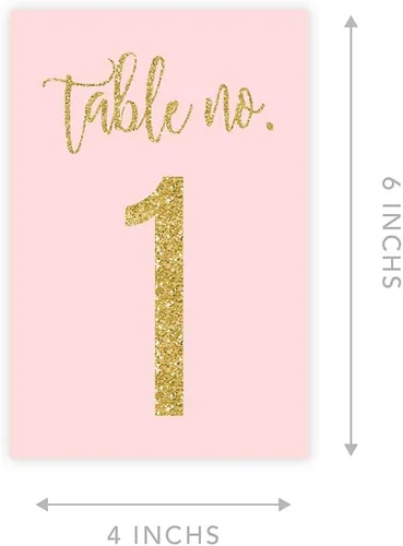 Miniatura 5 de andaz Prensa Blush Pink boda Collection purpurina, color dorado, Table Numbers 1 To 20, 1