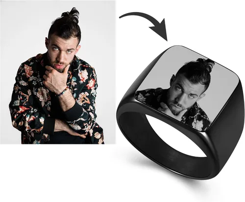 Miniatura 2 de Jovivi Anillo de acero inoxidable con texto grabado para hombres y mujeres, talla 9-14