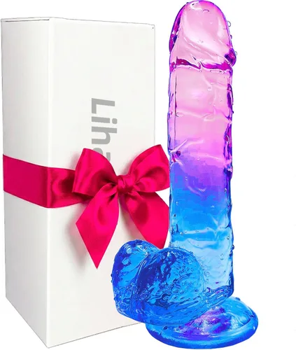 Consolador realista de 7.8 pulgadas para mujeres y parejas, juguete de silicona de doble densidad con ventosa fuerte, diseño impermeable suave y