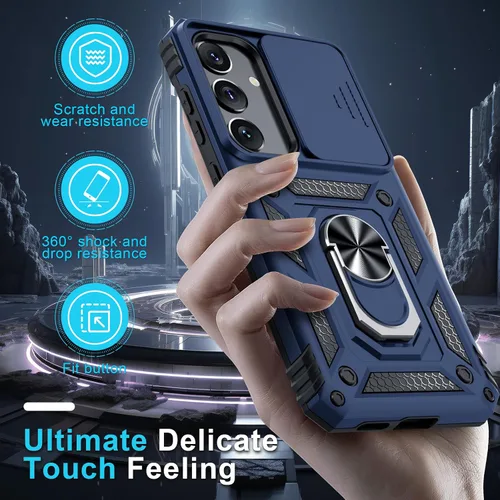 Miniatura 7 de Janmitta Compatible con Samsung Galaxy S24 FE Funda con Cubierta Deslizante Integrada para Lente de Cámara + Protector de Pantalla + Soporte