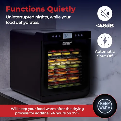 Miniatura 8 de Magic Mill - Máquina deshidratadora de alimentos premium (15 bandejas extra grandes de acero inoxidable) Secador de 800W para cecina de ternera