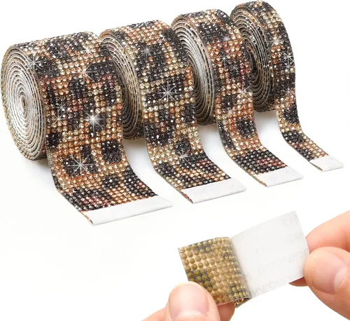 Miniatura 9 de 4 rollos de calcomanías autoadhesivas de diamantes de imitación de color negro, con diamantes de imitación de 0.079 pulgadas (0.079 in)