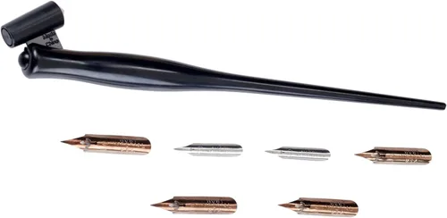 Miniatura 3 de Juego de bolígrafo oblicuo Speedball - 1 soporte con 4 plumines, 2 puntas de bolígrafo
