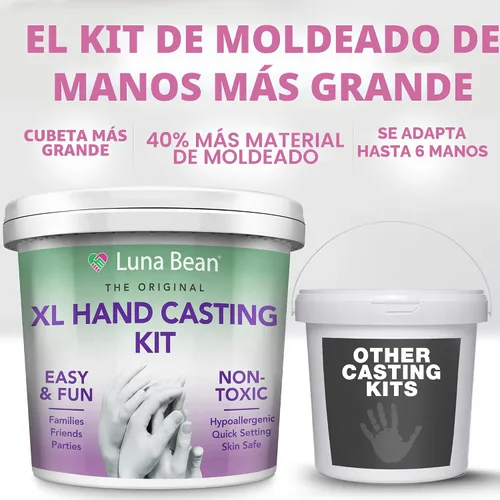 Miniatura 2 de Kit XL de moldeado de manos de familia Luna Bean – Kit de molde extra grande para familias, moldea hasta 6 manos – Ideas únicas de regalos