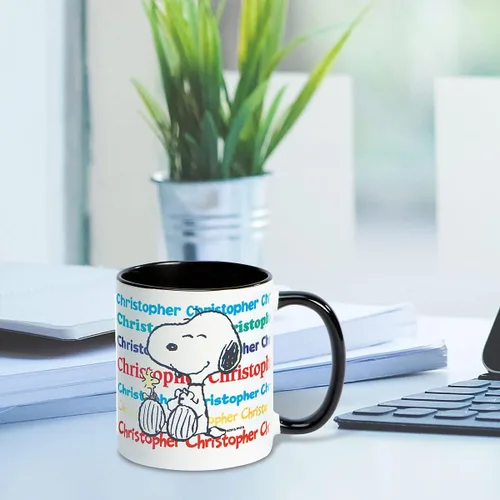 Miniatura 3 de Current Peanuts Snoopy & Woodstock - Taza de cerámica personalizada – Taza de café segura para microondas de 11 onzas, bonitas tazas de personajes