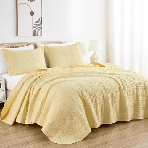 Miniatura 21 de Chezmoi Collection Kingston Juego de Colcha Tamaño King, 3 Piezas Gris Colcha Acolchada de Microfibra Ligera de Gran Tamaño Cubrecama (118"x106")