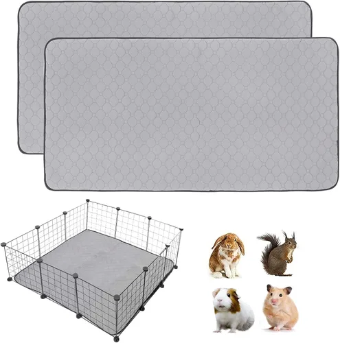 Miniatura 15 de Paquete de 2 forros para jaula de cobayas LWYMX, 24'' X 48'', almohadillas lavables para orina de cobayas, alfombrilla antideslizante reutilizable