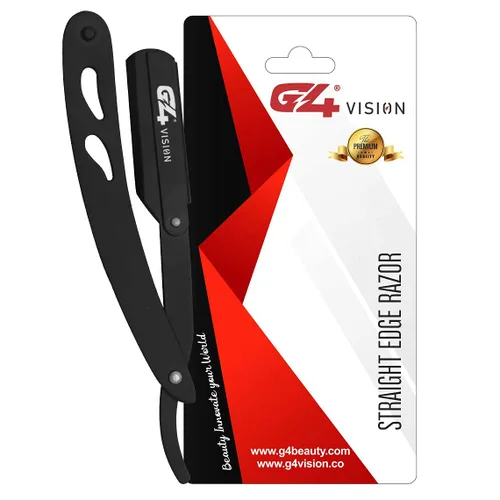 Miniatura 2 de Cuchilla de afeitar G4 de acero inoxidable con borde recto para afeitar, cuchillas reemplazables (negro)