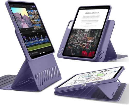 Miniatura 10 de ESR Funda para iPad Pro 12.9 (6ª/5ª generación, 2022/2021), cubierta magnética extraíble, soporte ajustable para vertical/paisaje con vista de Marrón