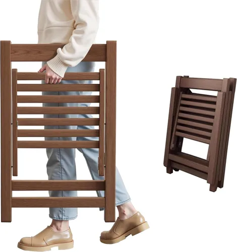 AnywaysWood Soild - Juego de 2 sillas plegables de madera para interiores o exteriores, capacidad de 300 libras, ahorro de espacio y diseño portátil