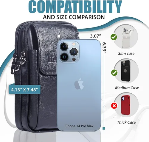 Miniatura 2 de Funda de cuero Hengwin para teléfono se ajusta para iPhone 16 Pro Max 15 Plus 14 Pro Max 13 Pro Max 12 Pro Max Samsung Galaxy S24 Ultra S23 Ultra