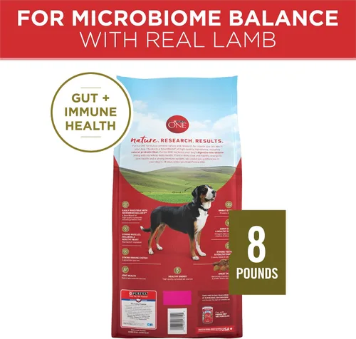 Miniatura 6 de Purina ONE Alimento seco natural para perros, fórmula SmartBlend de cordero y arroz, 8 libras Bolsa