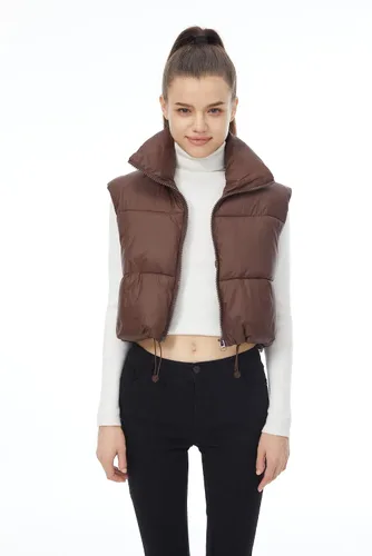 Miniatura 8 de Chaleco acolchado de invierno para mujer, cuello alto, ligero, sin mangas, chaleco acolchado