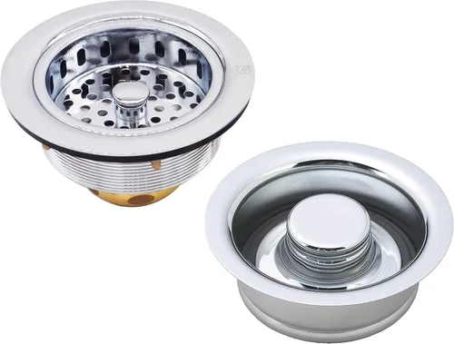 Miniatura 10 de Westbrass D2165-50 Colador de cesta de cocina grande estilo poste con brida de eliminación de residuos y tapón, capa en polvo blanco Blanco