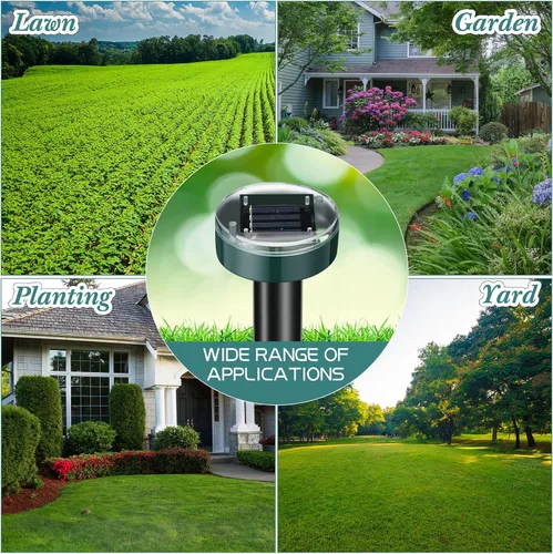 Miniatura 7 de Repelente solar de topos, repelente ultrasónico de topos, alimentado por energía solar, disuasorio de ondas sonoras para exteriores, para césped