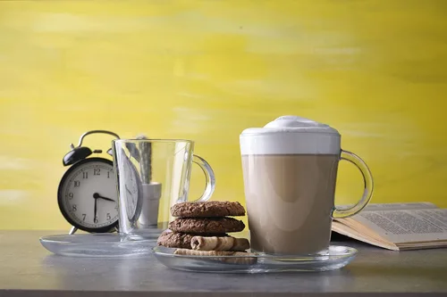 Miniatura 2 de DESTALYA Juego de tazas de café con asas y platillos Tazas de vidrio transparente con mango de 13.52 onzas para bebidas calientes bebidas frías