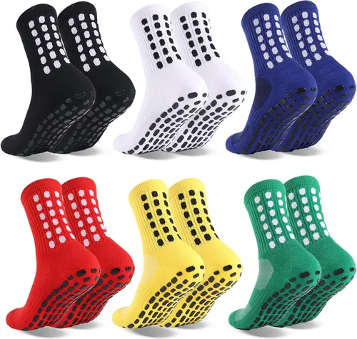 Miniatura 14 de 6 Pairs Grip Soccer Socks Colorful Non Slip Sports Football Basketball Hospital Yoga Socks for Men Women