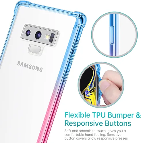 Miniatura 5 de Funda para Galaxy Note 9, funda transparente con bonito degradado para teléfono, TPU reforzado, parte trasera de policarbonato duro, funda