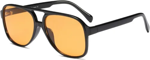 Lentes de sol vintage retro de los años 70 para mujer y hombre, montura clásica, cuadrada y grande estilo aviador, lentes naranjas de moda UV400