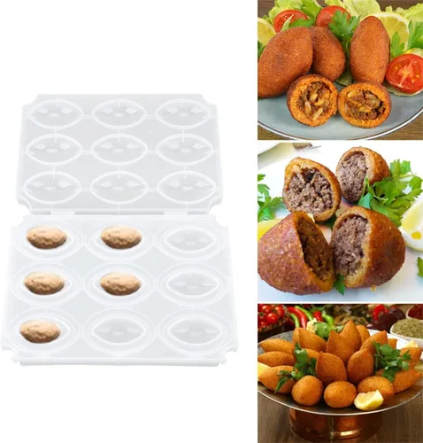 Miniatura 4 de Máquina para hacer albóndigas, 9 rejillas manuales de pastel de carne casera, procesador de albóndigas para postres de pasteles fritos (transparente)