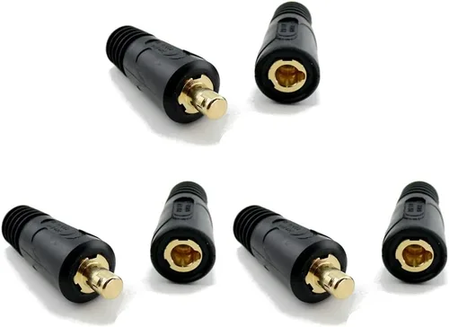 WeldingCity Par de conectores aislados tipo Dinse tipo Dinse (macho/hembra) para cable de soldadura AWG 1/0-3/0 (1.969-2.756 in) | Paquete de 3 pares