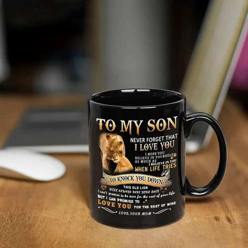 Miniatura 2 de Shqiueos Regalos inspiradores para el día del padre para hijo de mamá a mi hijo, taza de león, regalo de cumpleaños para hijo de parte de mamá, te