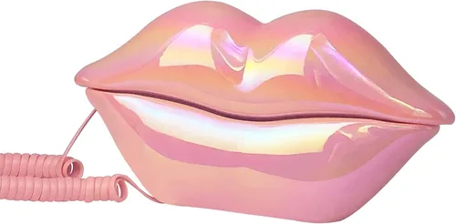 Miniatura 2 de Teléfono de Labios Rosados, Benotek Juego de Teléfono Fijo con Cable para Casa, Oficina, Hotel, Divertido y Lindo Teléfono de Boca para Fotografía