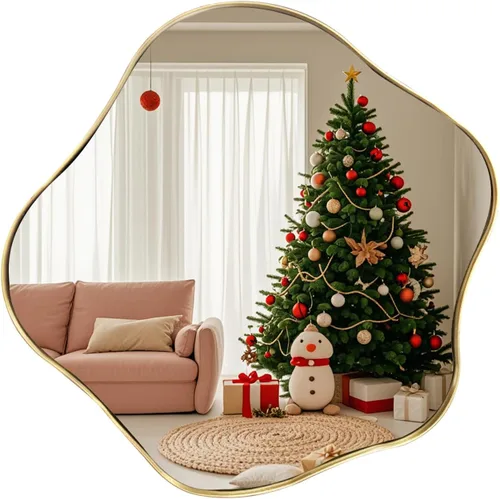 Miniatura 12 de Espejo redondo irregular, espejo festoneado de 16 pulgadas para sobre el fregadero, espejos de pared asimétricos decorativos, modernos espejos