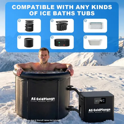 Miniatura 2 de AS ColdPlunge Enfriador de Agua para Baños de Hielo para Sumersión Fría, Enfriador de Sumersión Fría de 1/3 HP con Filtro Integrado y Bomba, Bomba