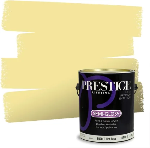 Miniatura 168 de PRESTIGE Pinturas Pintura Exterior e Imprimación En Uno, 1 Galón, Satinado, Pareja Comparable de Benjamin Moore* Amarillo* 320BM-PCM