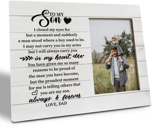Placa de Regalo con Foto para Hijo, El Momento Más Orgulloso para Mí es Decirle a Otros que Eres Mi Hijo, Placa de Regalo con Foto en Marco de