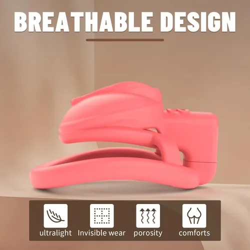 Miniatura 4 de Lock Love Dispositivos de castidad masculina, jaula para pene mariquita, jaula de pene de virginidad plana, impresa en 3D, ligera, rosa, realista