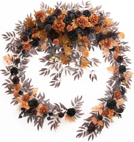 Miniatura 22 de Ling's moment Guirnalda de eucalipto y hojas de sauce de 9 pies con flor blanca, artesanal, centros de mesa para mesa de novios, decoración de mesa